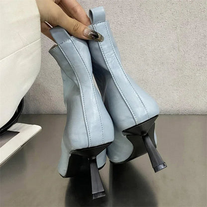 New Fashion Ankle Boots Women Pointed Toe Slim Short Ladies Booties