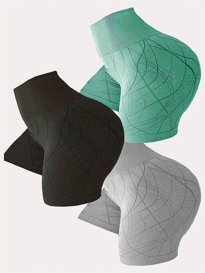 3pcs seamless slim fit sports outdoor women's casual fitness yoga pants hip-raising high-waist sports shorts