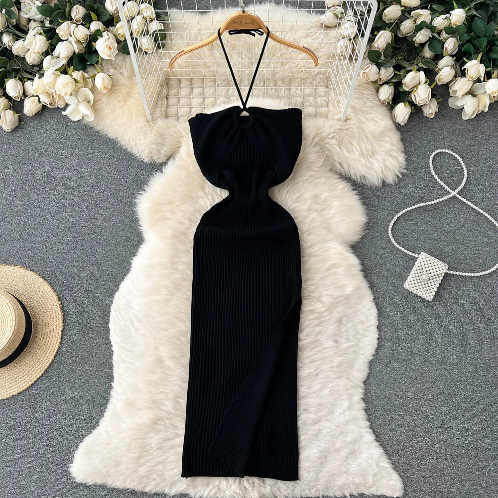 Sexy Package Hips Split Knitted Summer Dress