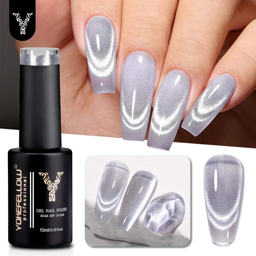 YOKEFELLOW 2025 New Dreamland Cat Eye Gel Nail Polish 10ml Dual Gloss Dreamland Color Soak Off Cat Magnetic UV Gel Varnish DIY