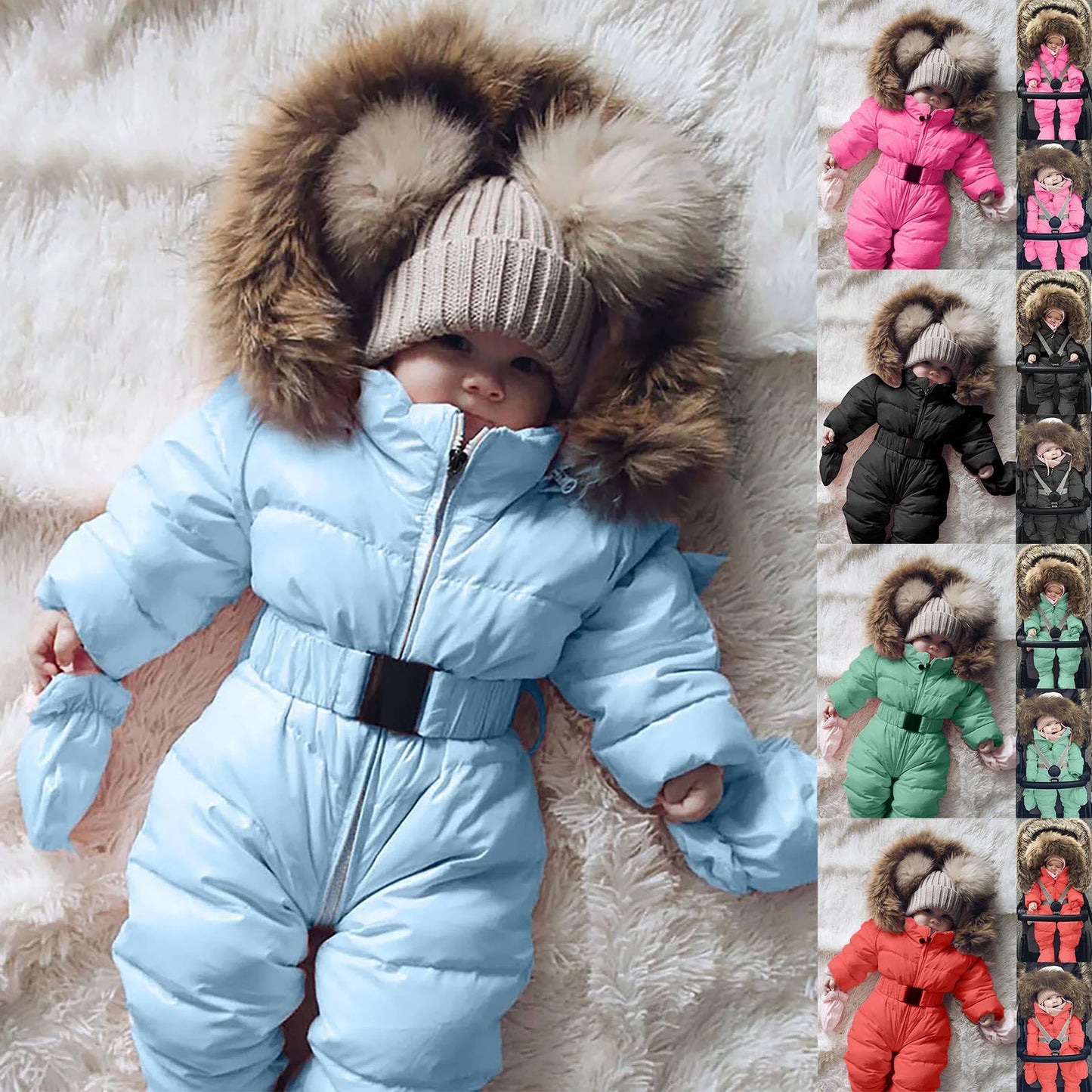 Winter Hooded Jumpsuit for Girls Boys Baby Ski Clothing Overalls Snowsuit for Children Kids Ski Coat Jacket Rompers 1/2 Years 2T