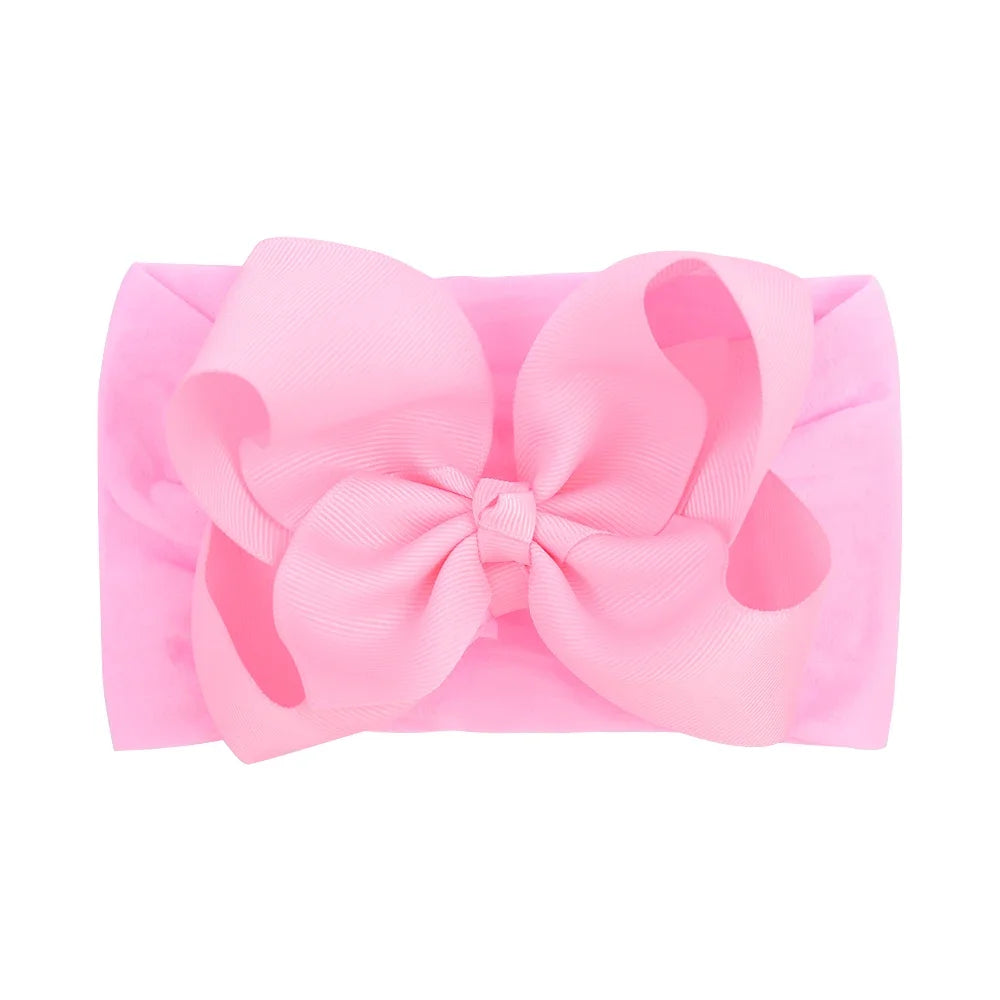 1PC Large Ribbon Bow Headband for Baby Girls Wide Nylon Turban Newborn Bow Headwrap Gift Super Soft Babe Hair Accessories