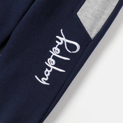 PatPat 2pcs Baby Boy/Girl Long-sleeve Colorblock Sweatshirt and Letter Print Sweatpants Set Soft and Comfortable