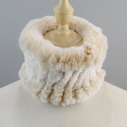 Good Elastic Rex Rabbit Fur Ring Scarves Winter Warm Women Genuine Rex Rabbit Fur Scarf Knitted Real Natural Fur Wraps Headbands