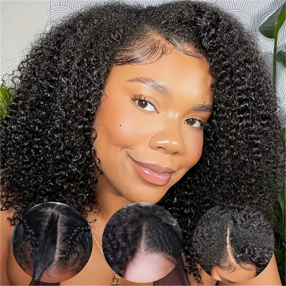 V Part Kinky Curly Wigs Human Hair No Leave Out Upgraded U Part