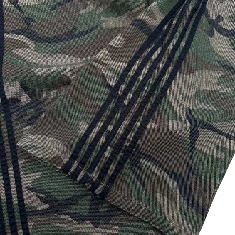 2025 Men Y2k pants Harajuku retro streetwear casual loose striped jeans New Gothic fashion camouflage design wide-leg pants
