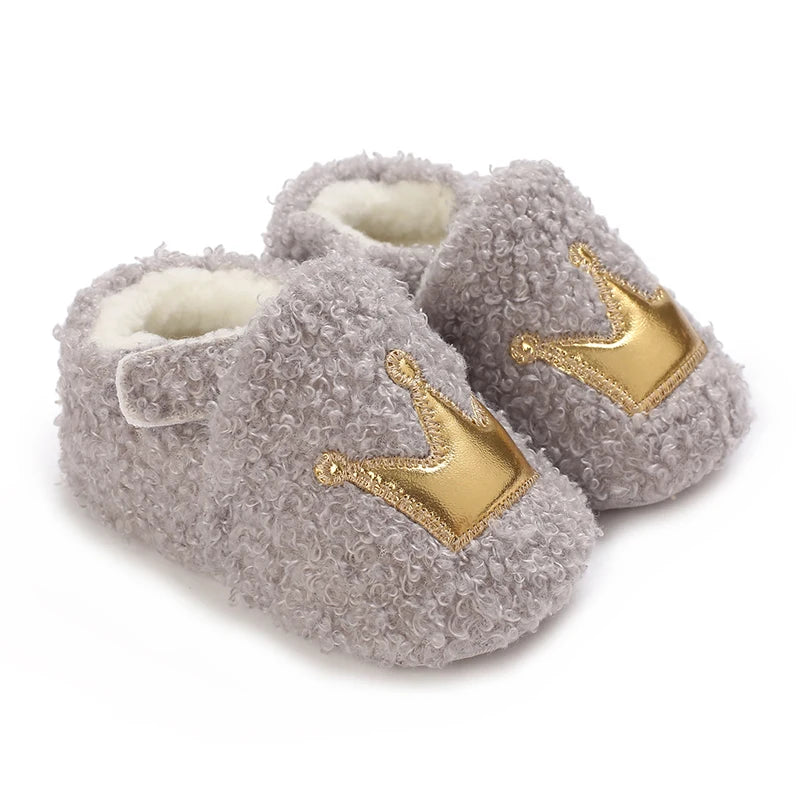 Fashionable Lamb Down Newborn Baby Girl Knitted Baby Soft Sole Shoes