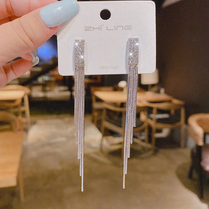 Fashion Trend Unique Design Elegant Delicate Luxurious Zirconia Leaf Tassel Earrings High Jewelry Wedding Party Gifts For Women