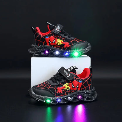 New Spider-man Children's  Sneaker With Lights Spring Led Kids