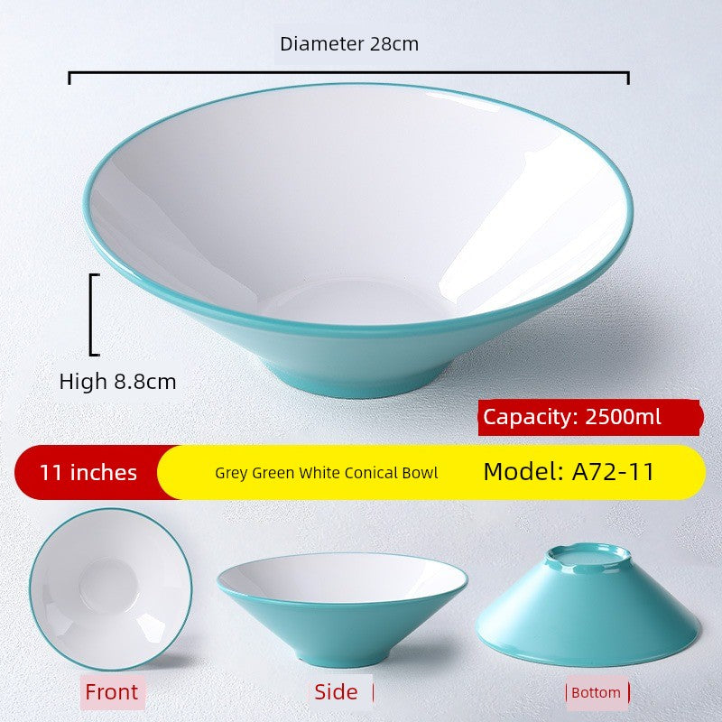 Melamine Rain-Hat Shaped Bowl Commercial Ramen Bowl River Snail Rice Noodle Bowl Noodle Restaurant Dedicated Noodles with Soy Sauce Wonton Pig's Knuckle Rice Spicy Hot Large Bowl