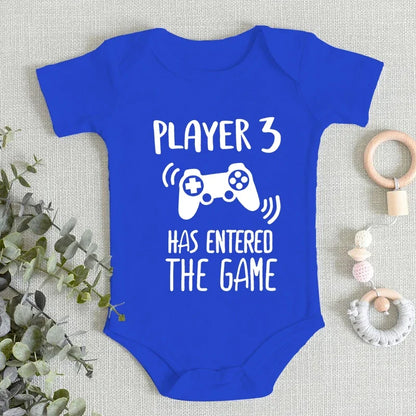 Cute Baby Onesies "Player 3 Has Entered The Game" Funny Jumpsuits Newborn Bodysuits Cotton Casual Boys Girls Clothes Jumpsuits