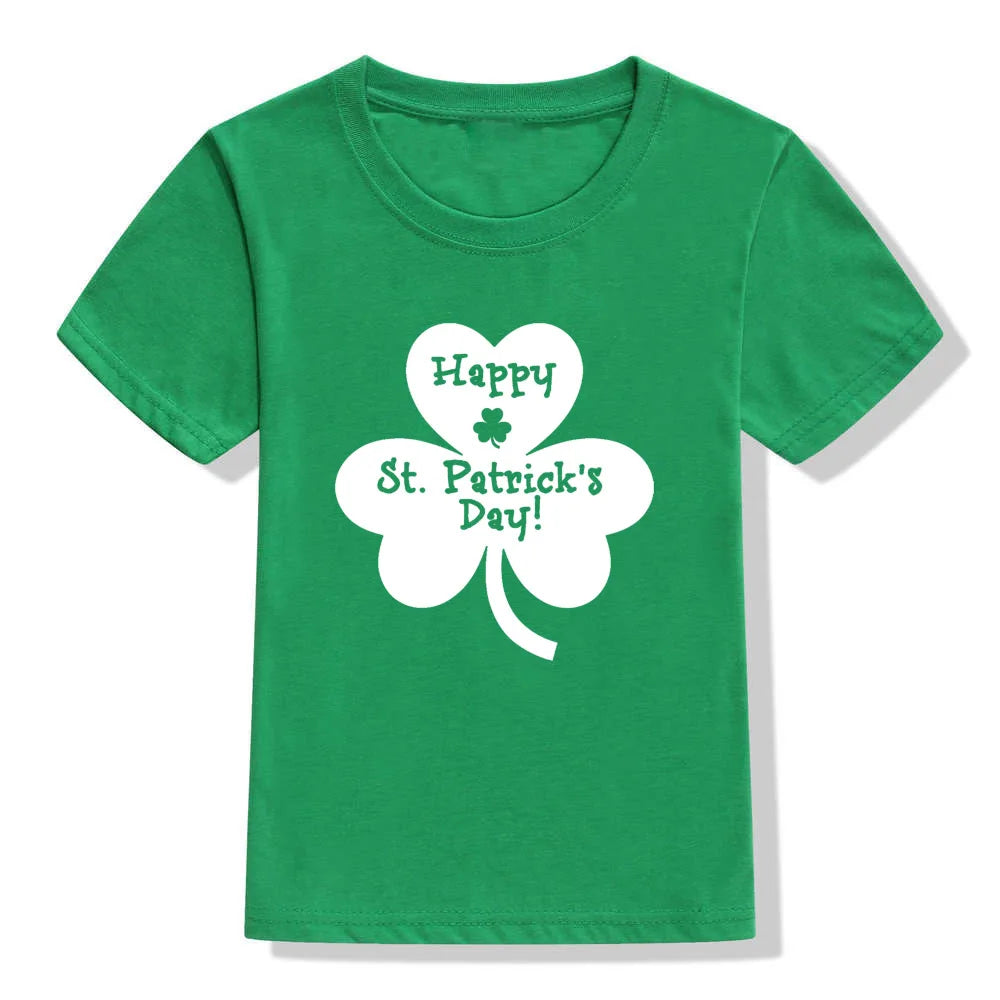 Happy St Patricks Day Kids Party Tshirt Luckiest Boys Girls Kids White T-shirt First St Patricks Outfit Clothes Fashion Tops Tee