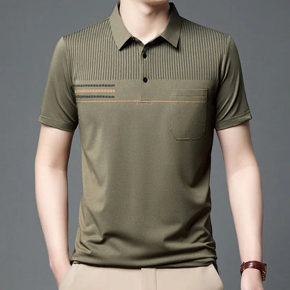 Casual Solid Color Polo T-shirt Pockets Short Sleeve Tops
