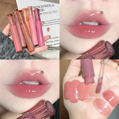 Cappuvini 6 Color Juice Jelly Lip Gloss Long Lasting Moisturizer Water Light Lipstick Mirror Gloss Lipstick Affordable Makeup