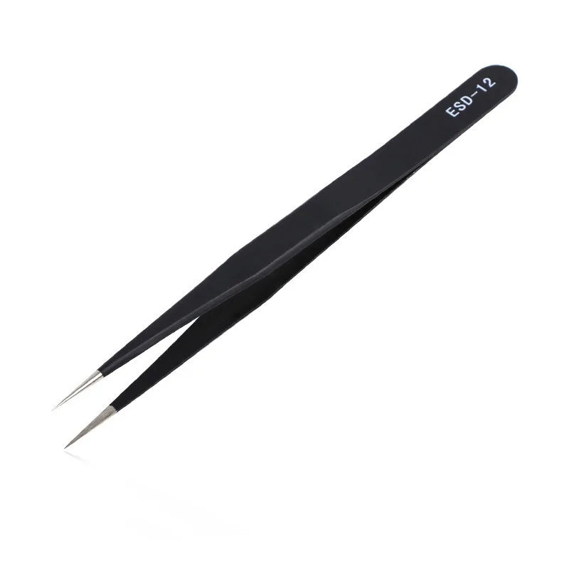 1/2Pcs Stainless Steel Curved Straight Black Tweezer Nail Art Rhinestones Nipper Picking Tool