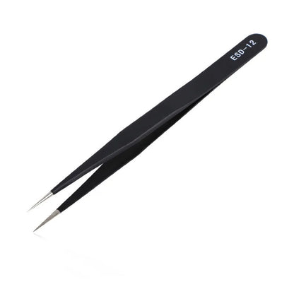 1/2Pcs Stainless Steel Curved Straight Black Tweezer Nail Art Rhinestones Nipper Picking Tool