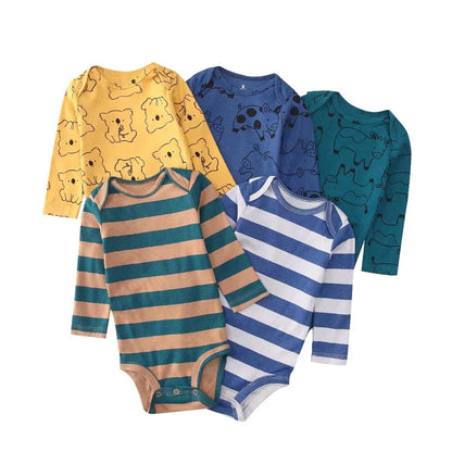 Ircomll 5 PCS Long Sleeve Baby Boys Girls Bodysuit Baby Girl Boy Clothes Infant Bodysuit Sets for Children 0 to 12 months bebe