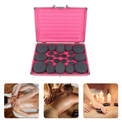 20 Piece Hot Stone Massage Set Massage Set with Heating Box Basalt
