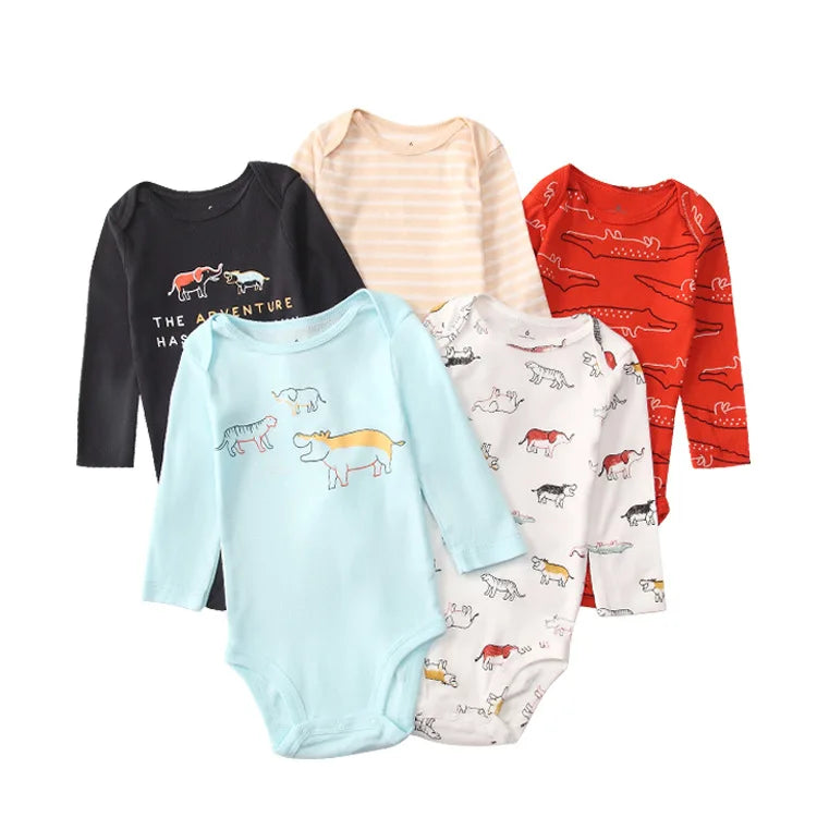 Ircomll 5 PCS Long Sleeve Baby Boys Girls Bodysuit Baby Girl Boy Clothes Infant Bodysuit Sets for Children 0 to 12 months bebe