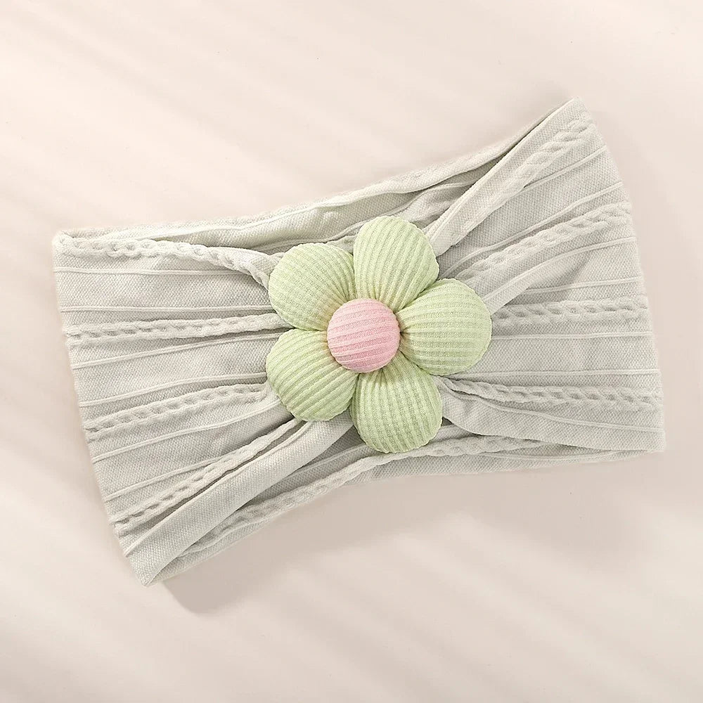 1Pc Soft Nylon Headscarf Astique Suitable for Newborn Baby Girl Flower Headband Elastic Hairband Turban Toddler Hair Accessories