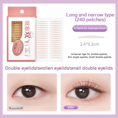 240 PCS Double Eyelid Stickers Natural Invisible And Long-lasting Shaping Big Eye Beauty Tapes For Single  Eyelid Person