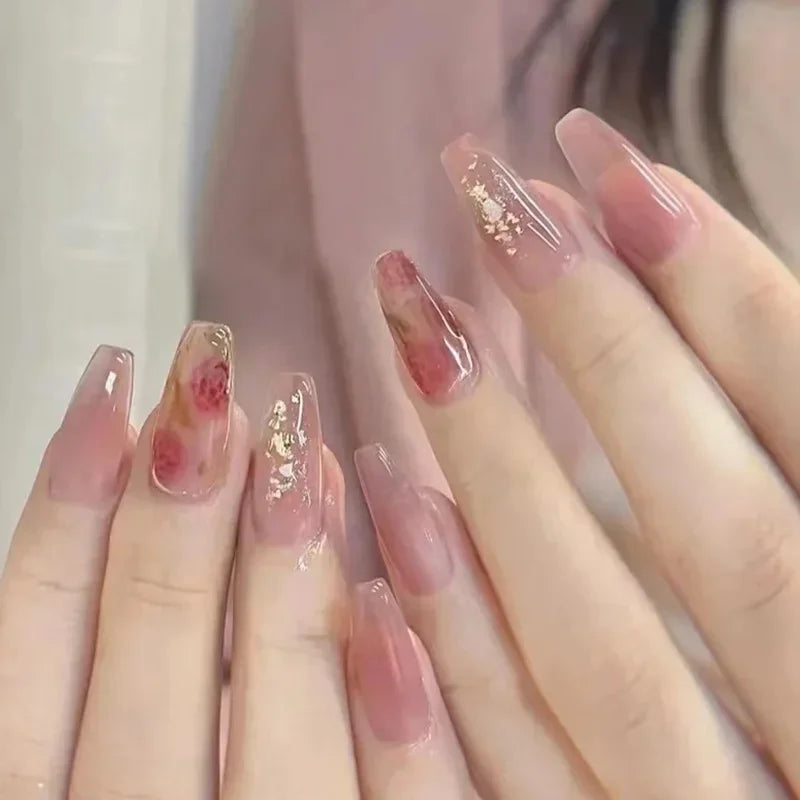 24Pcs New White Daisy Fake Nails Short Simple Detachable Wearable Armor Wearing Reusable False Nails Ballerina Press on Nail Set