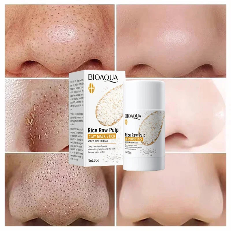 Facial Remove Blackhead Rice Solid Mask Acne Blemish Black Dots Clean Face Shrink Pores Stick Cream Brighten Korean Skincare New