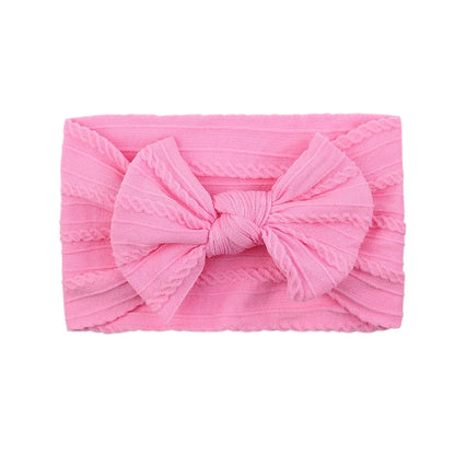 Solid Colors Cables Turban Kids Bows Headwear Headband For Baby Girls Newborn Soft Nylon Elastic Hair Bands Hair Accessories