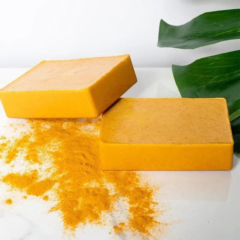 100g Turmeric Scrub Exfoliator Handmade Soap,Lemon Kojic Acid Brighten Moisturizing Shower Face Cleansing Soap,Body Skin Cleaner