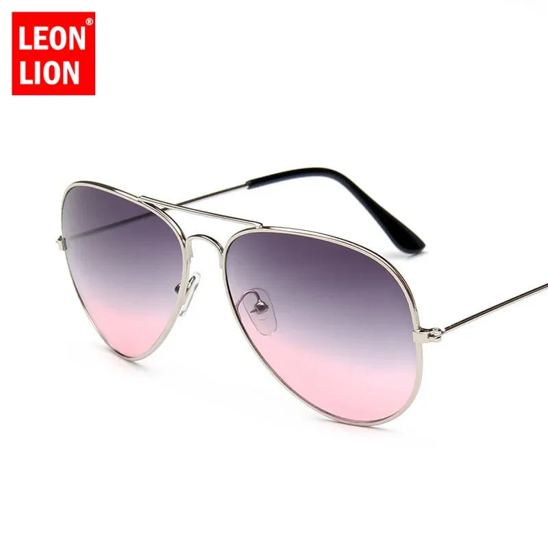 LeonLion Double Colors Gradient Sunglasses Women Alloy Mirror Glasses Lady Retro Metal Glasses Lunette De Soleil Femme