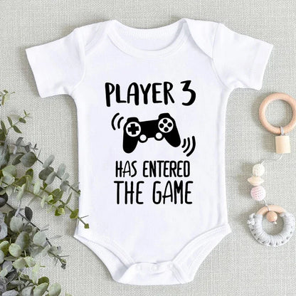 Cute Baby Onesies "Player 3 Has Entered The Game" Funny Jumpsuits Newborn Bodysuits Cotton Casual Boys Girls Clothes Jumpsuits