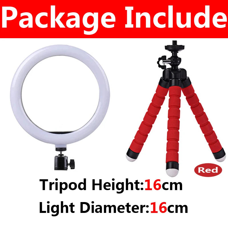 10 inch LED Ring Light with Mini Tripod 26cm LED Round Photography Fill Light Remote Dimmable for Tiktok YouTube Live Video Lamp