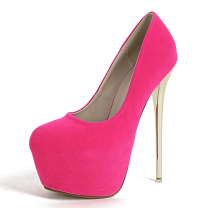 Aneikeh 2025 Fashion Sexy Platform Round Head Thin Heels Pumps Women's Flock Super High Heels Shoes