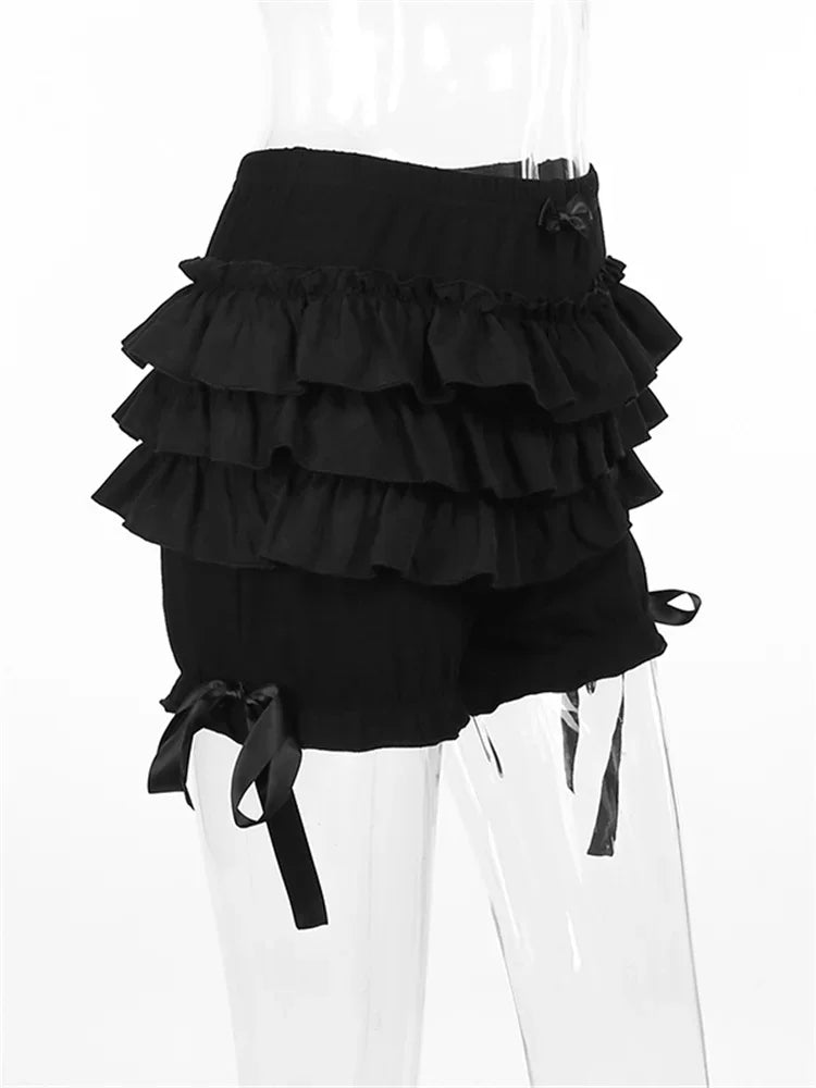 Ruffle Layered Bloomer Shorts Aesthetic Kawaii Gothic Short Pants