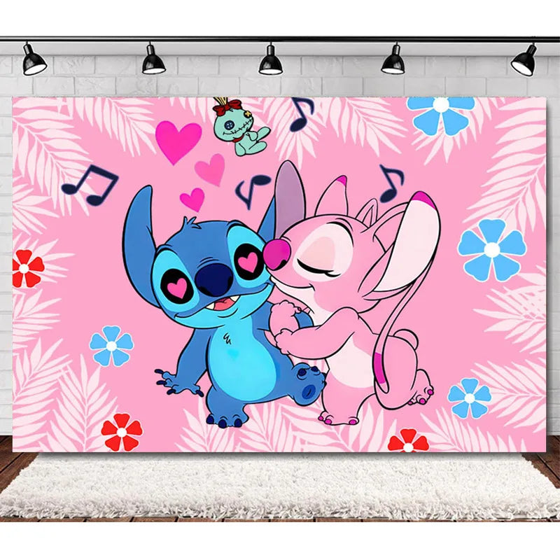 Disney Pink Lilo&Stitch Birthday Party Decorations Disposable Plate Angel Balloon Baby Shower Girls Birthday Party Supplies