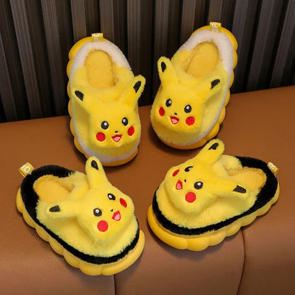 New Winter Children's Cotton Slippers Cute Cartoon Non-slip Soft Sole Girls Boys Indoor Warm Plush Home Wooden Floor Flat Shoes