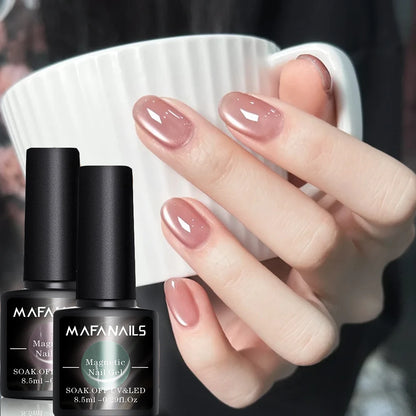 8.5ml Nude Pink Water Light Cat Eye Gel Semi Permanent Holographic Crystal Magnetic Gel Polish For Nail Art DIY Nail Varnish