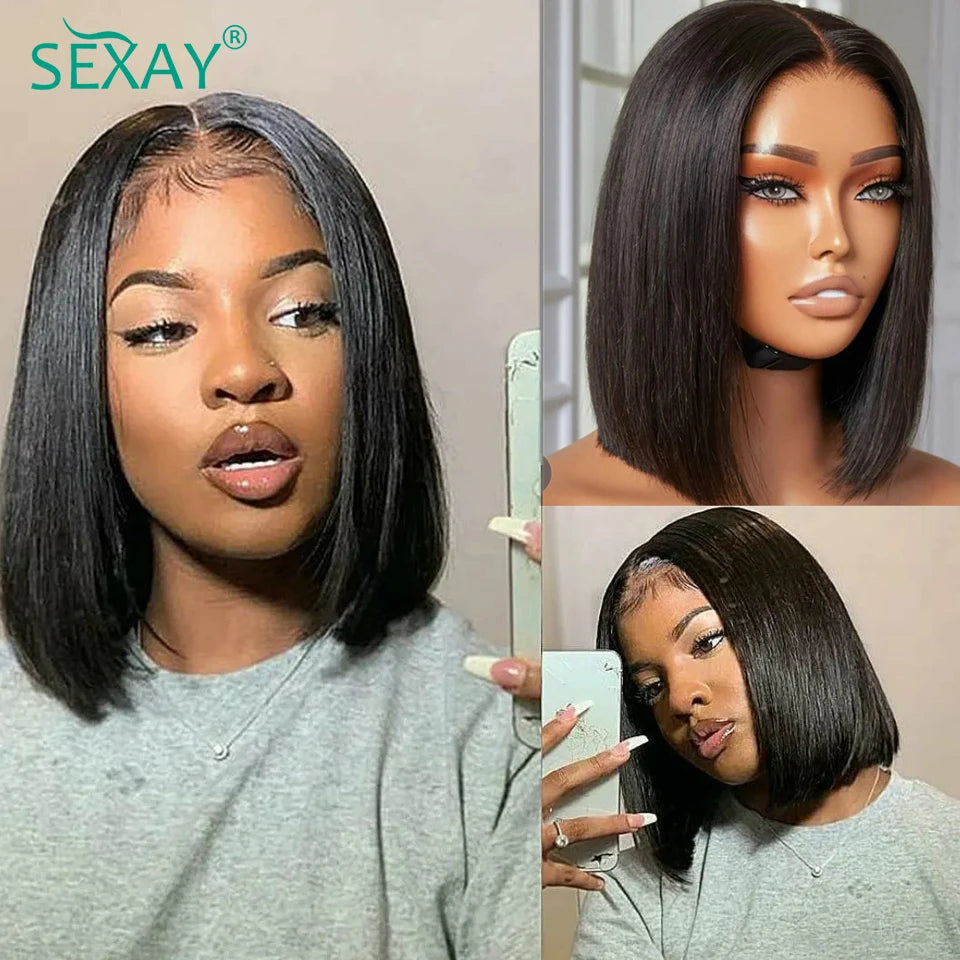 Short Bob Wig 8-14 Inch Pink Color Human Hair Wigs Pre Plucked 13x4 Ear To Ear Transparent Lace Frontal Pre Cut Short Bob Wig