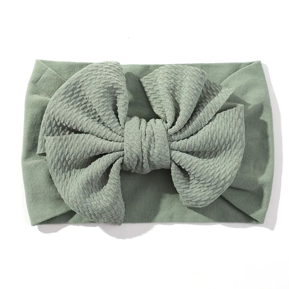 1Pcs Baby Elastic Headband Lovely Big Bows Wide Head Band Soft Newborns Solid Color Headscarf Hairband Babe Hair Accessories