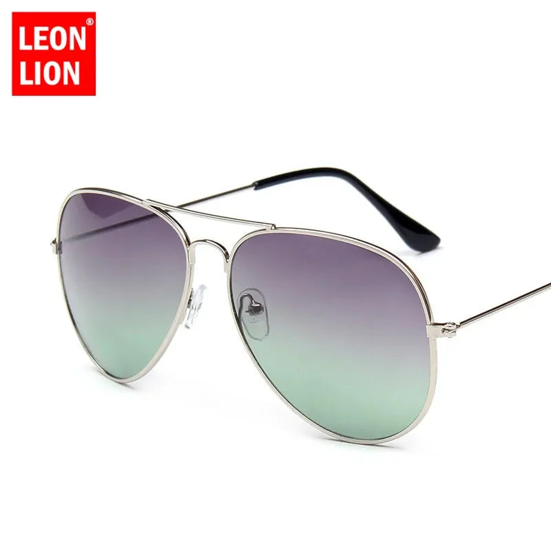 LeonLion Double Colors Gradient Sunglasses Women Alloy Mirror Glasses Lady Retro Metal Glasses Lunette De Soleil Femme