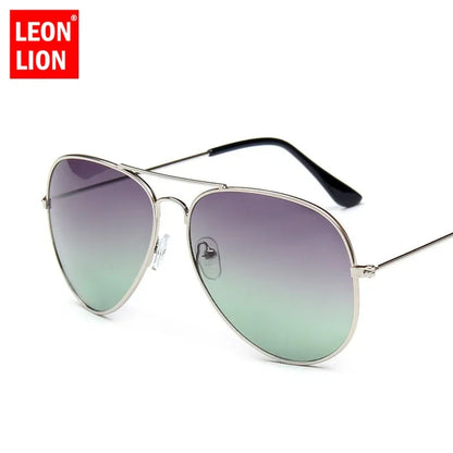 LeonLion Double Colors Gradient Sunglasses Women Alloy Mirror Glasses Lady Retro Metal Glasses Lunette De Soleil Femme