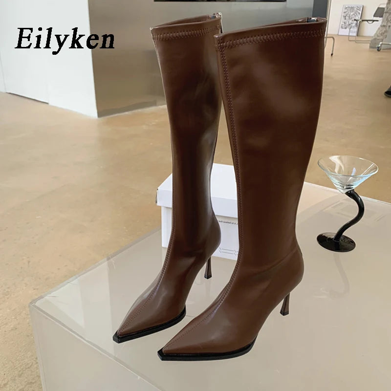 Sexy Pointed Toe High Heels Women Knee-High Boots 2025
