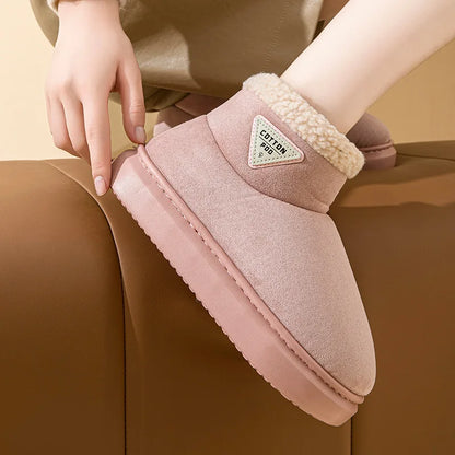 Litfun Women Winter Furry Snow Boots Outdoor Warm Fuzzy Lined Cotton Boots Non-slip Comfort House Cotton Shoes Soft Plush Shoes