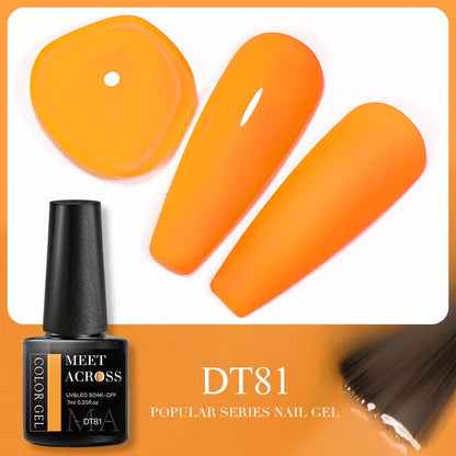 MEET ACROSS 7ml Brown Series Gel Nail Polish Autumn Coffee Color Nail Art Gel Nail Supplies Semi-Permanent Varnish Manicure