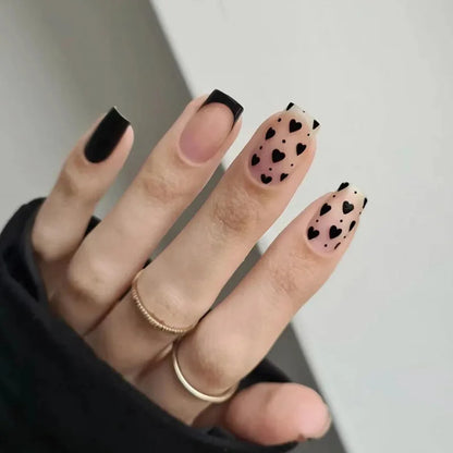 24Pcs Fashion Fake Nails Press on Short Square Head False Nail Art Green Leopard Print Design Artifical Full Cover Nail Tips