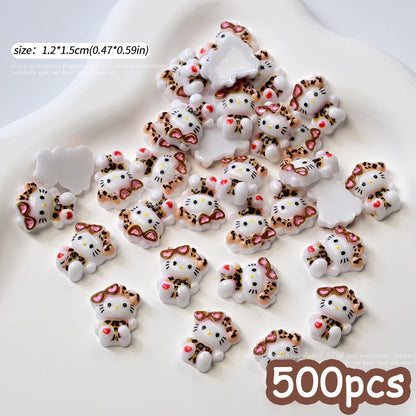 500pcs Cute Sanrio Nail Art Charms 3D Pink Bow Hello Kitty Cinnamoroll Nail Decoration