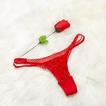 Ladies Valentines Day Bikini Women's G-string Lace Sexy Lingerie Underwear Panties V-string Briefs Thongs