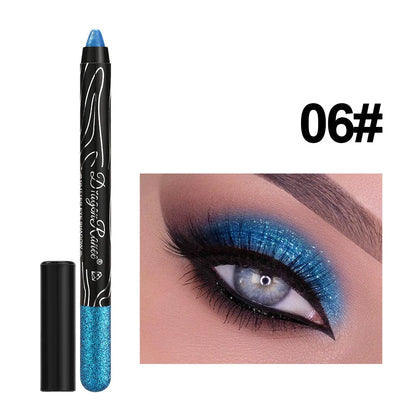 12 Colors Long-lasting Glitter Eyeshadow Pencil Pigment Blue Brown Black Eyeliner Pen Women Fashion Shimmer Eye Shadow Makeup