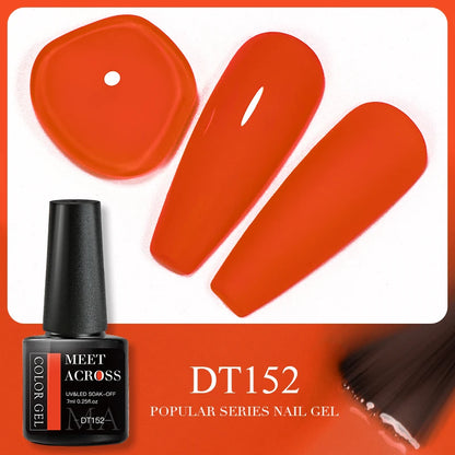 MEET ACROSS 7ml Brown Series Gel Nail Polish Autumn Coffee Color Nail Art Gel Nail Supplies Semi-Permanent Varnish Manicure