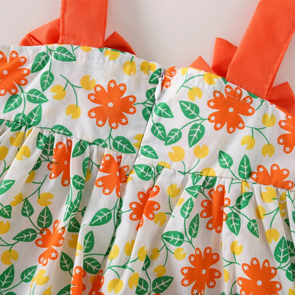 2Pcs/Set Baby Girl's Summer Camisole Dress 0-3 Years Old New Girls' Thin Style Western-Style Beach Dress With Grass Hat Included